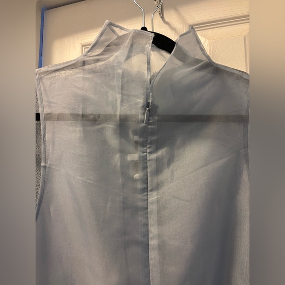 NWOT TIBI MELEE CREPE V-NECK DRESS WITH ORGANZA LINING - LIGHT BLUE Size 2 - Picture 12 of 15